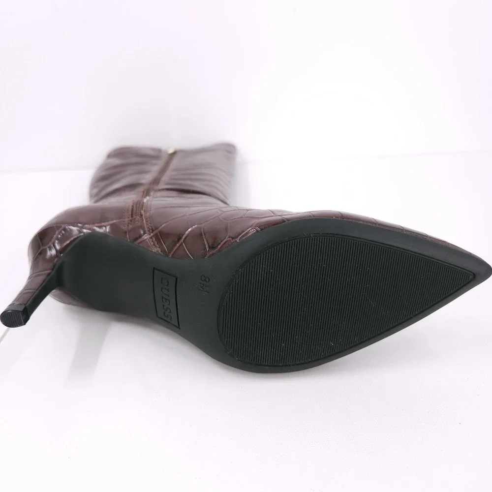 Guess Wayla Dark Brown Knee High Tall Pointed Toe Stiletto Boots Womens Size 8 M - Picture 15 of 15